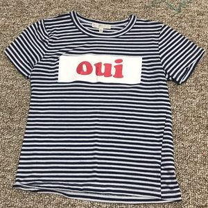 Blue and white striped t shirt